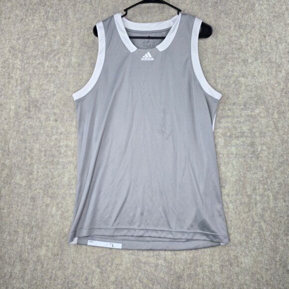 Adidas Mens Gray Sleeveless Athletic Tank Top Size L Polyester - Picture 1 of 8